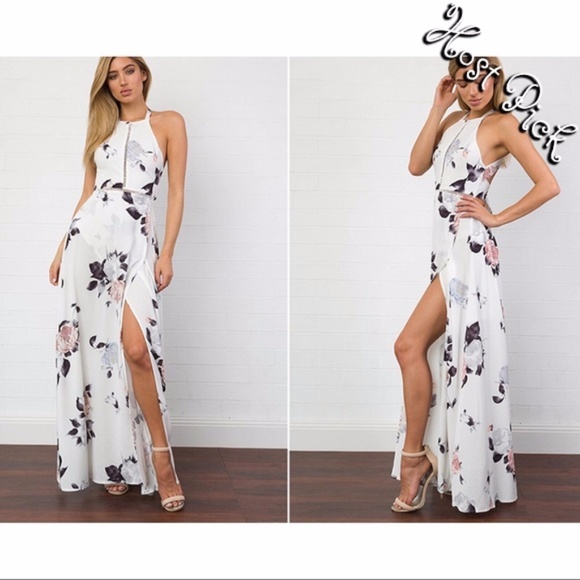 🌸Host Pick🌸 Last 1! Boho O Neck Sexy Split Maxi Dress - Picture 1 of 8